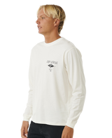 The Rip Curl Mens Fade Out Icon Long Sleeve T-Shirt in Bone