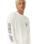 The Rip Curl Mens Fade Out Icon Long Sleeve T-Shirt in Bone