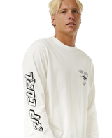 The Rip Curl Mens Fade Out Icon Long Sleeve T-Shirt in Bone