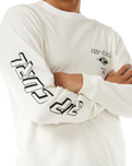 The Rip Curl Mens Fade Out Icon Long Sleeve T-Shirt in Bone
