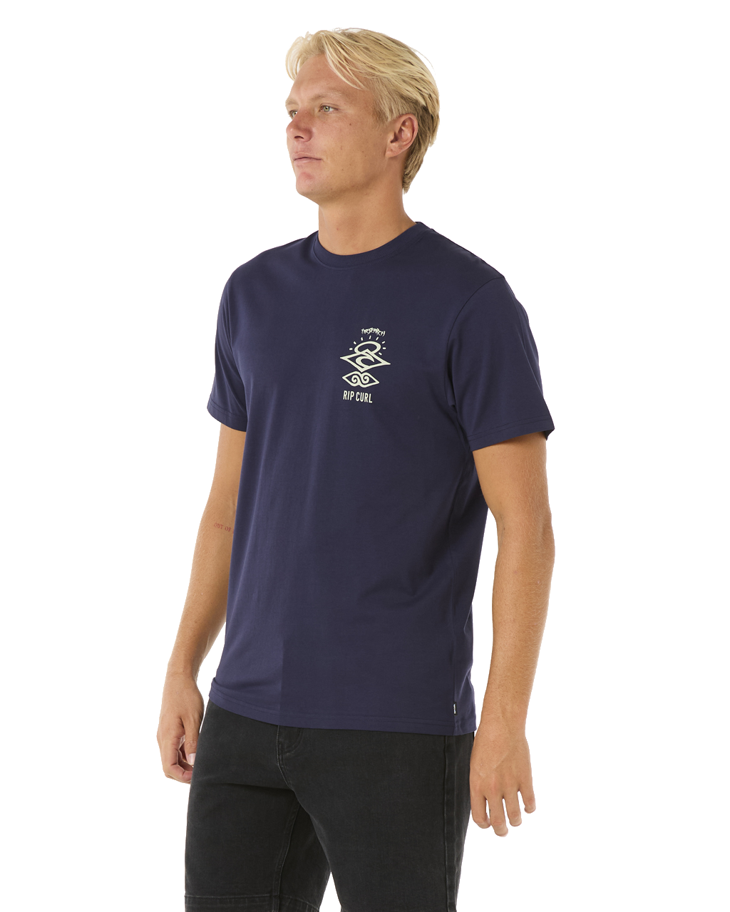 The Rip Curl Mens Search Icon T-Shirt in Navy & Grey