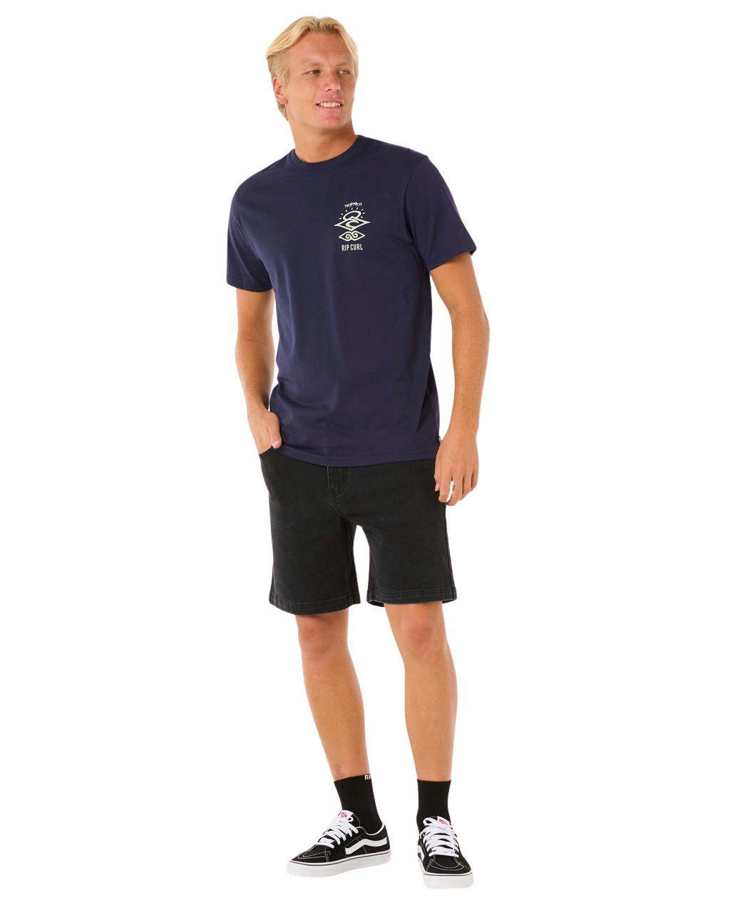 The Rip Curl Mens Search Icon T-Shirt in Navy & Grey