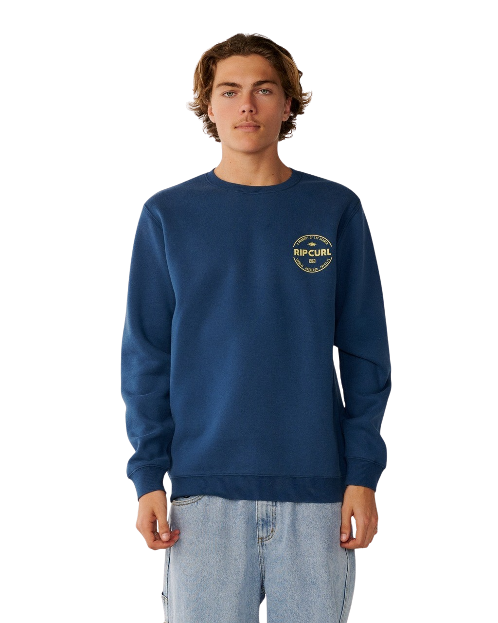 The Rip Curl Mens Staple Sweatshirt in Light Navy