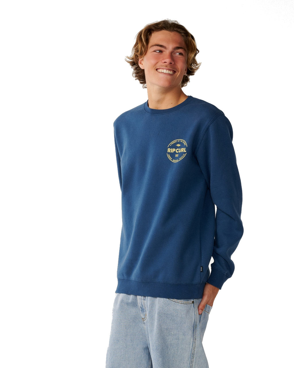 The Rip Curl Mens Staple Sweatshirt in Light Navy