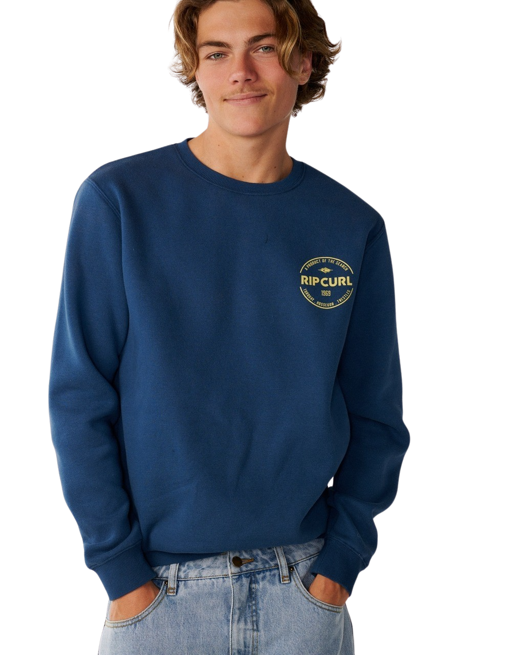 The Rip Curl Mens Staple Sweatshirt in Light Navy