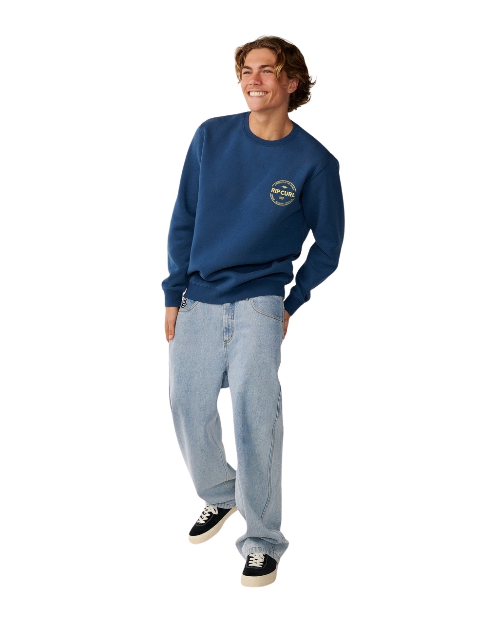 The Rip Curl Mens Staple Sweatshirt in Light Navy