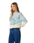 The Rip Curl Womens Seeker Raglan Standard Sweatshirt in Light Blue