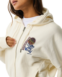 Surf The World Zip Hoodie in Bone