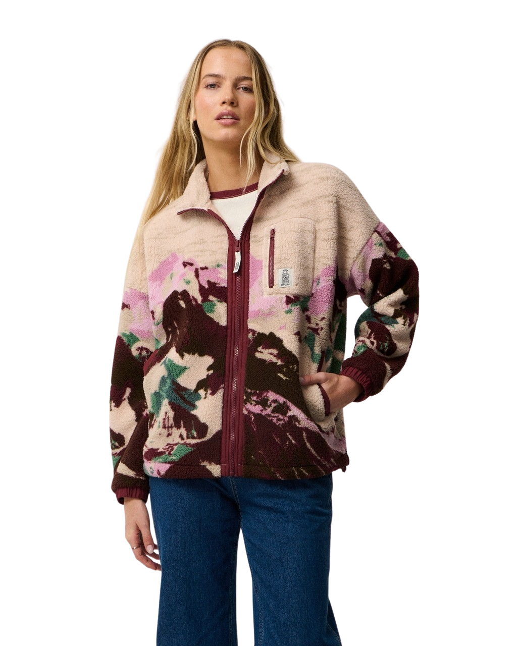 The Rip Curl Womens S-Series Bonded Polar Fleece Jacket in Dark Plum