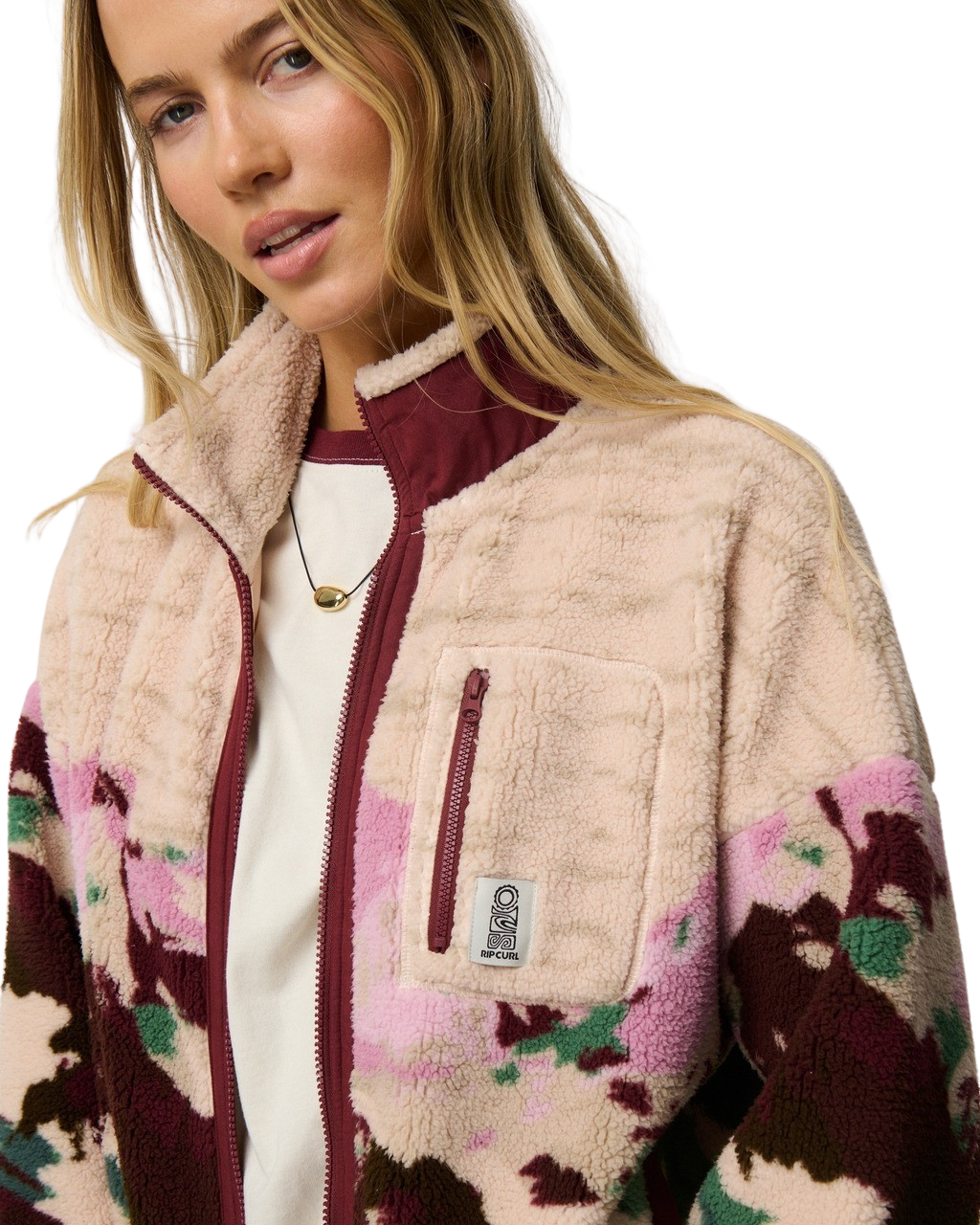 The Rip Curl Womens S-Series Bonded Polar Fleece Jacket in Dark Plum