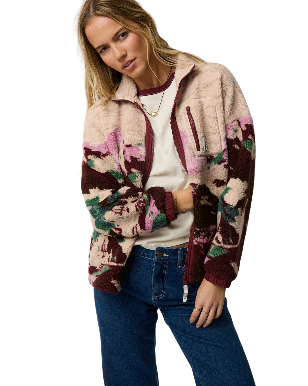 The Rip Curl Womens S-Series Bonded Polar Fleece Jacket in Dark Plum