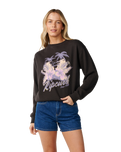 The Rip Curl Womens Party Wave Sweatshirt in Washed Black
