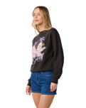 The Rip Curl Womens Party Wave Sweatshirt in Washed Black