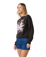 The Rip Curl Womens Party Wave Sweatshirt in Washed Black