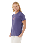 The Rip Curl Womens Icons Of Surf T-Shirt in Moonlight Blue