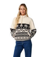 The Rip Curl Womens Bossa Nova 1/4 Zip Polar Fleece Jacket in Black & White