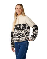 The Rip Curl Womens Bossa Nova 1/4 Zip Polar Fleece Jacket in Black & White