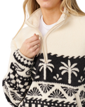 The Rip Curl Womens Bossa Nova 1/4 Zip Polar Fleece Jacket in Black & White