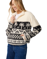 The Rip Curl Womens Bossa Nova 1/4 Zip Polar Fleece Jacket in Black & White