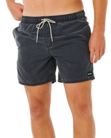 Offset Washed Volley Shorts in Black