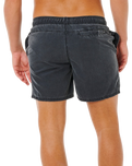Offset Washed Volley Shorts in Black