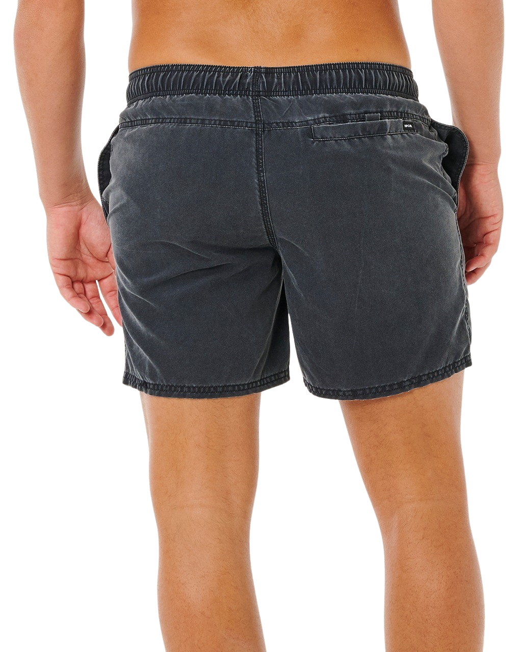 Offset Washed Volley Shorts in Black