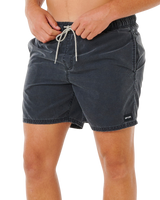 Offset Washed Volley Shorts in Black