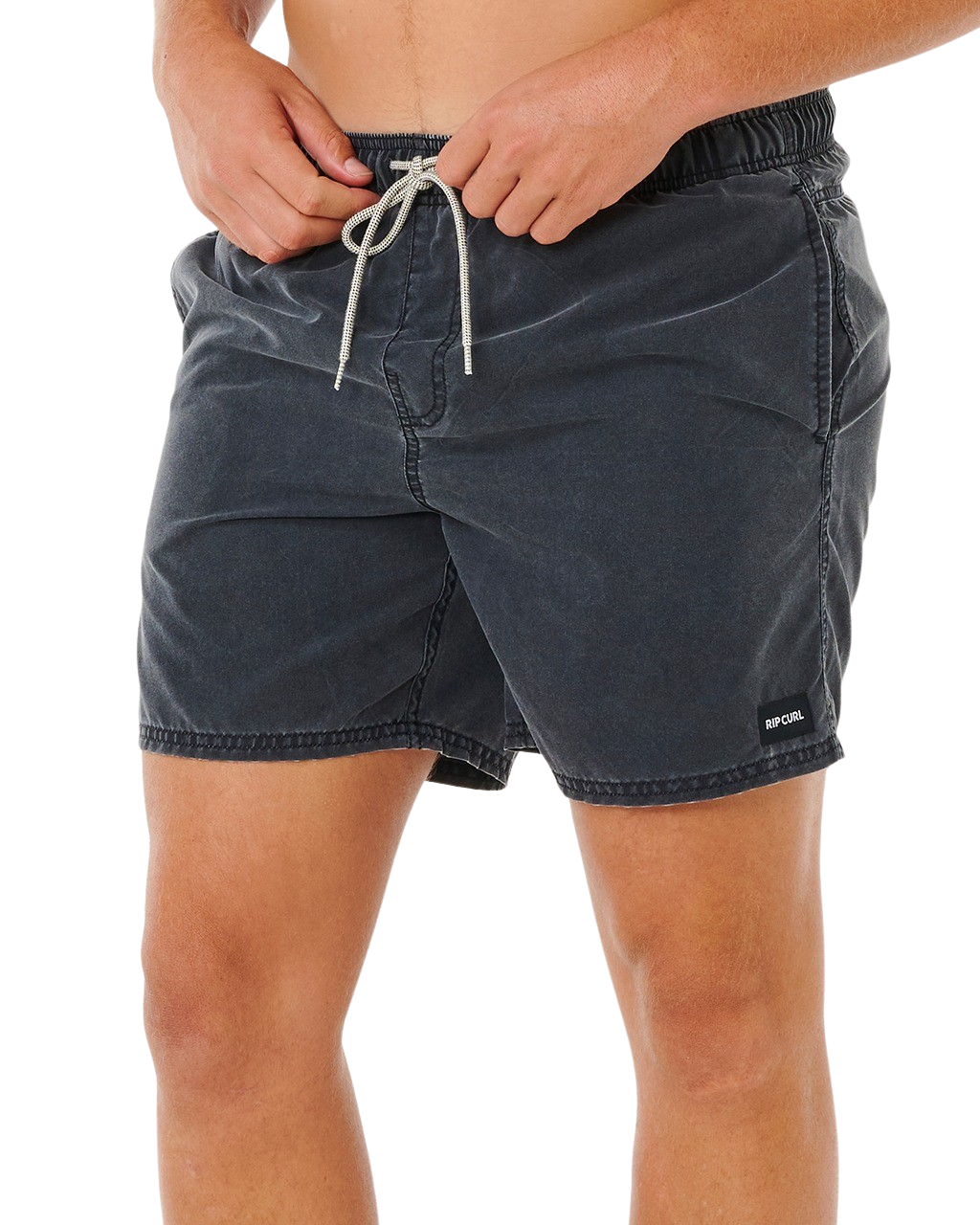 Offset Washed Volley Shorts in Black