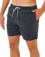 Offset Washed Volley Shorts in Black