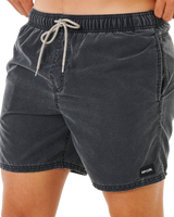 Offset Washed Volley Shorts in Black