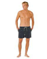 Offset Washed Volley Shorts in Black