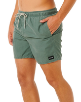 Offset Washed Volley Shorts in Moss