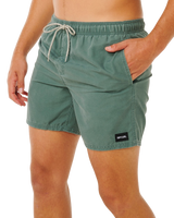 Offset Washed Volley Shorts in Moss