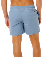 Offset Washed Volley Shorts in Faded Denim