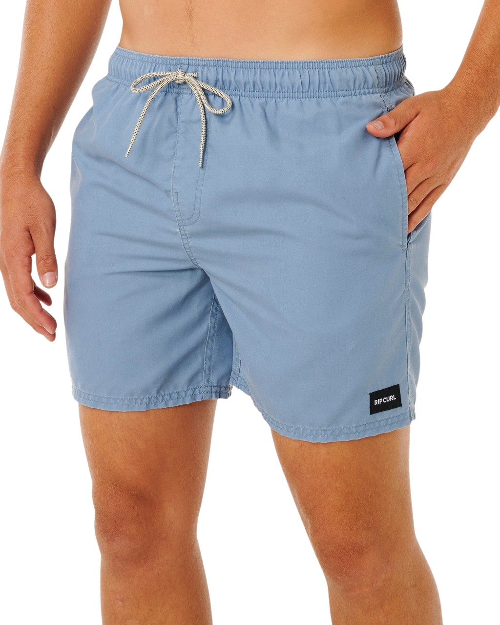 Offset Washed Volley Shorts in Faded Denim