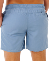 Offset Washed Volley Shorts in Faded Denim