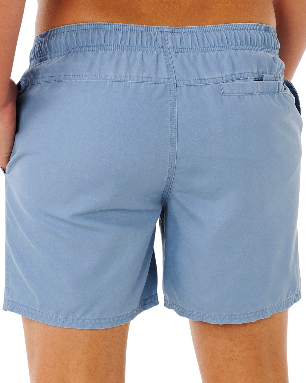 Offset Washed Volley Shorts in Faded Denim
