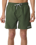 The Rip Curl Mens Streamline Offset Volley Shorts in Dark Olive