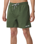 The Rip Curl Mens Streamline Offset Volley Shorts in Dark Olive