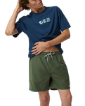 The Rip Curl Mens Streamline Offset Volley Shorts in Dark Olive