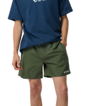The Rip Curl Mens Streamline Offset Streamline Volley Shorts in Dark Olive