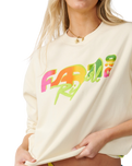 The Rip Curl Womens Farm Rio Tropical Groove Oversize Sweatshirt in Vanilla
