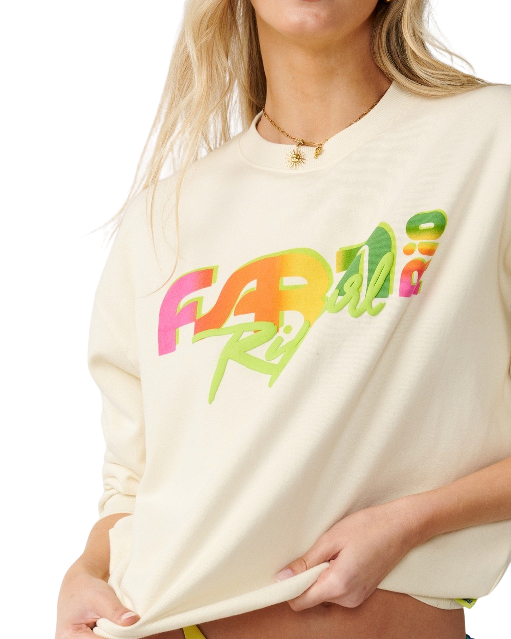 The Rip Curl Womens Farm Rio Tropical Groove Oversize Sweatshirt in Vanilla