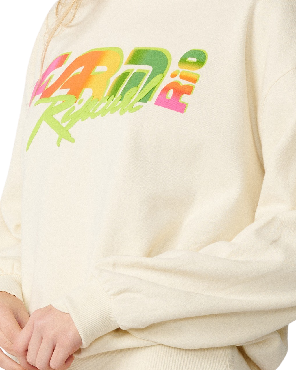The Rip Curl Womens Farm Rio Tropical Groove Oversize Sweatshirt in Vanilla