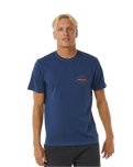 The Rip Curl Mens Stapler T-Shirt in Washed Navy