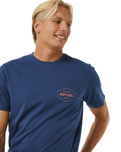 The Rip Curl Mens Stapler T-Shirt in Washed Navy