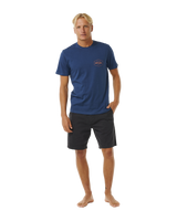 The Rip Curl Mens Stapler T-Shirt in Washed Navy