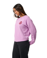The Rip Curl Womens Surf Puff Raglan Relaxed Sweatshirt in Bright Lilac