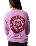 The Rip Curl Womens Surf Puff Raglan Relaxed Sweatshirt in Bright Lilac