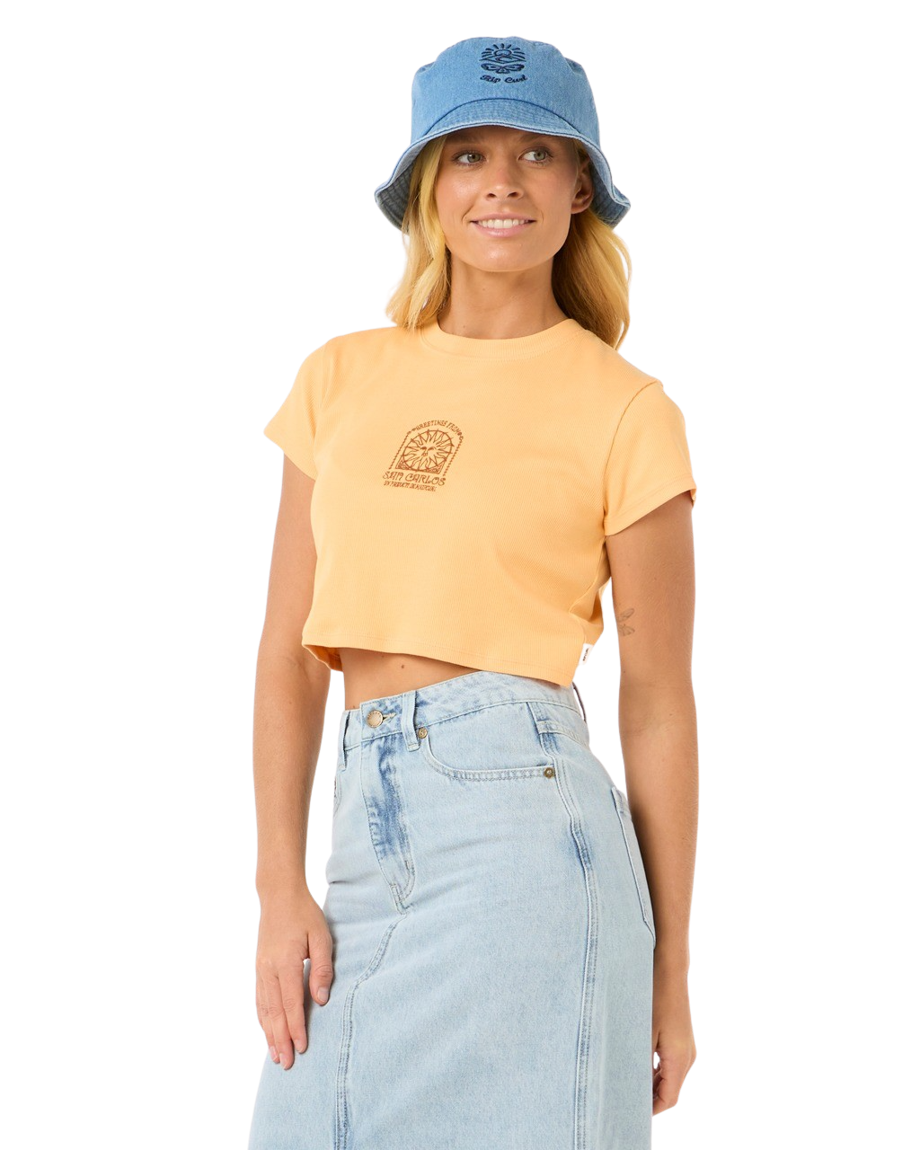 The Rip Curl Womens San Carlos Baby T-Shirt in Pastel Orange